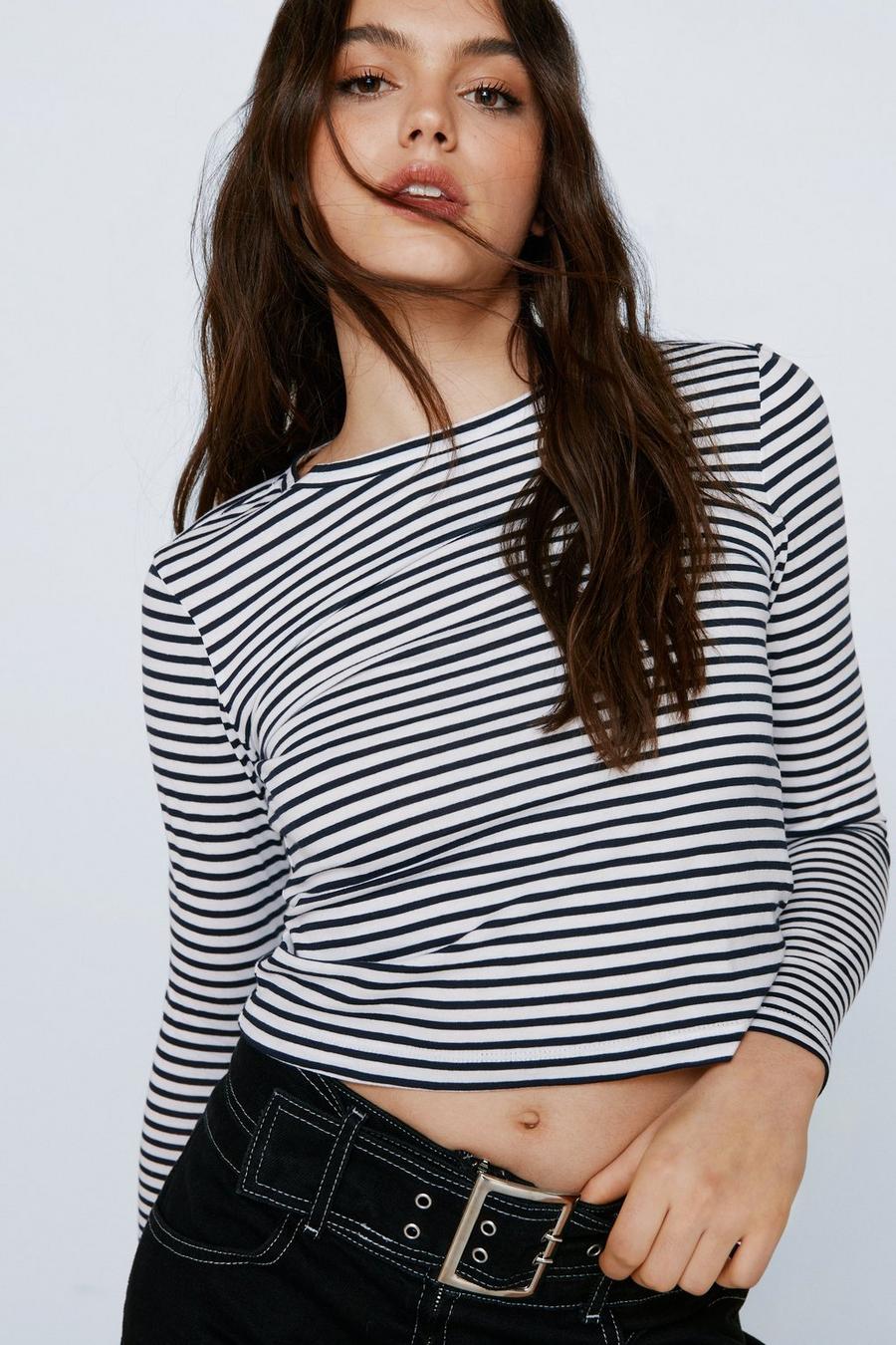 Long Sleeve Fitted Striped T-shirt
