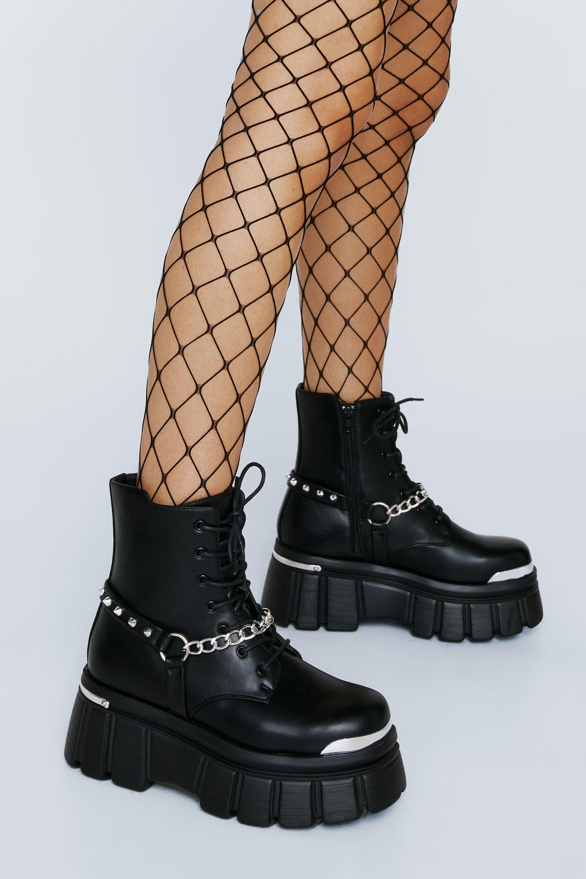 Black boots sale with chains