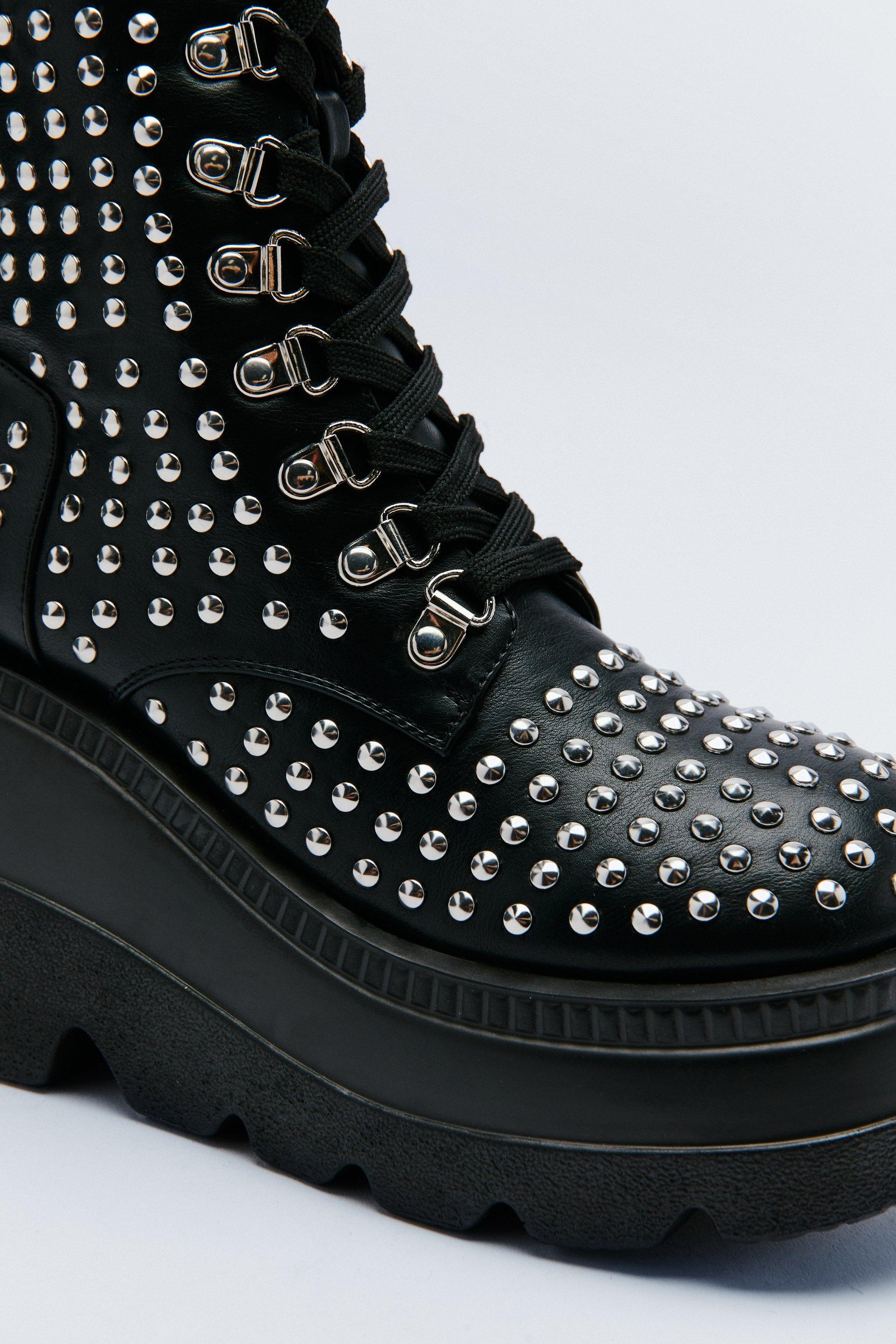 Studded platform outlet ankle boots