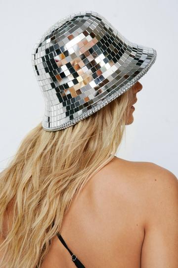 Mirror Embellished Bucket Hat silver