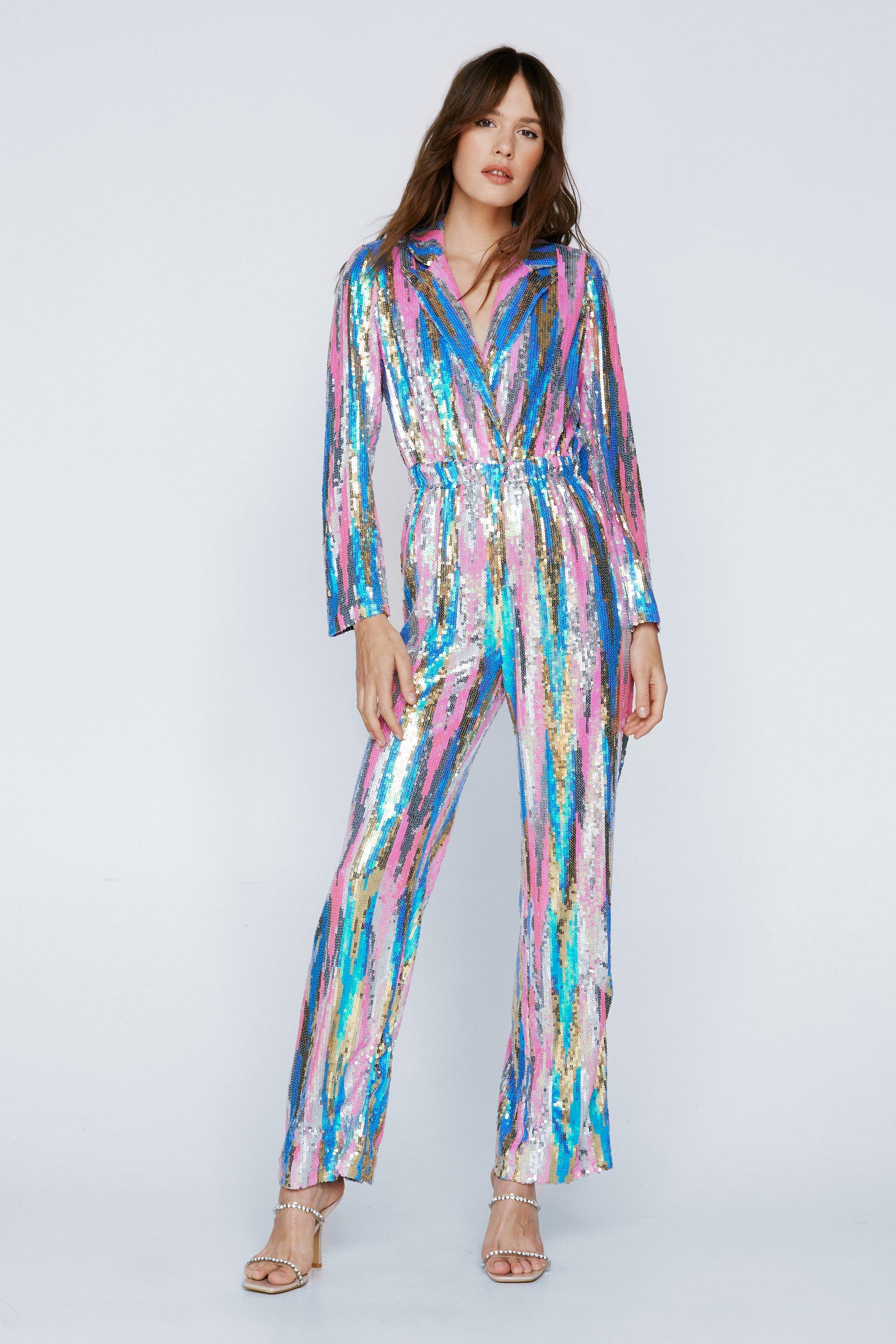 Multicolor Sequin Straight Leg Jumpsuit | Nasty Gal