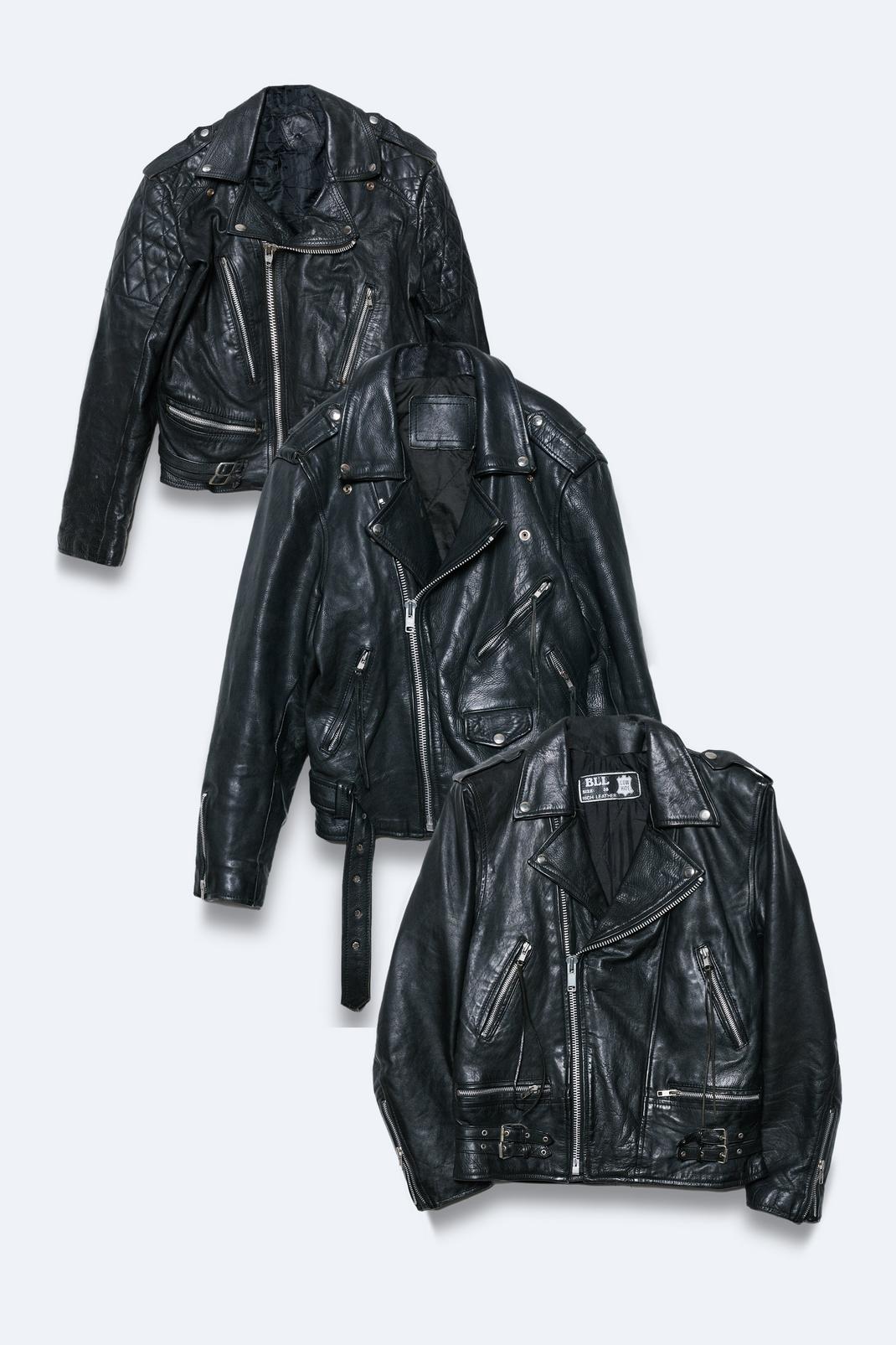Black Vintage Leather Biker Jacket image number 1