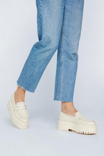 Leather And Suede Mix Chunky Loafers cream
