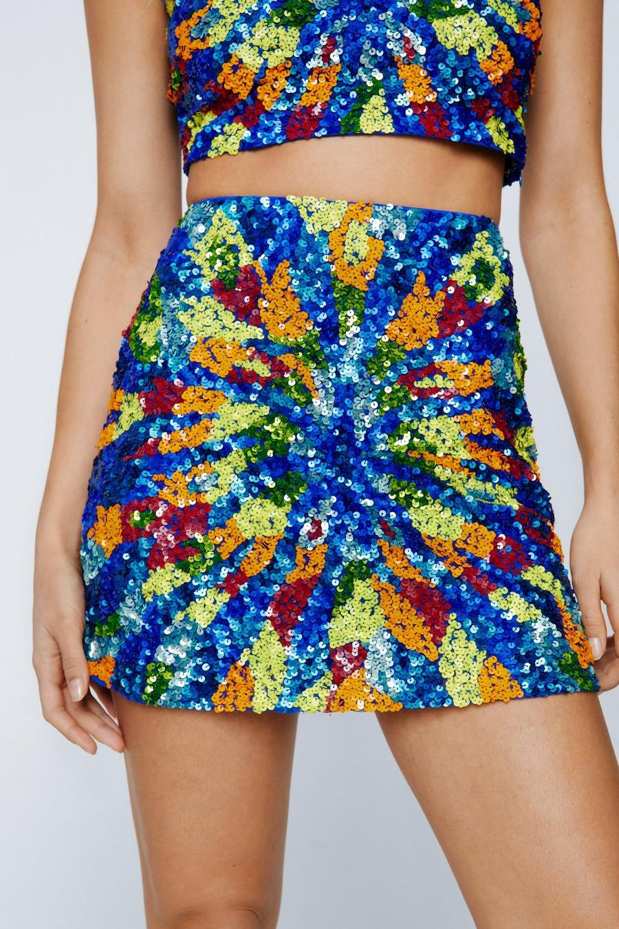 Spiral Sequin Mini Skirt
