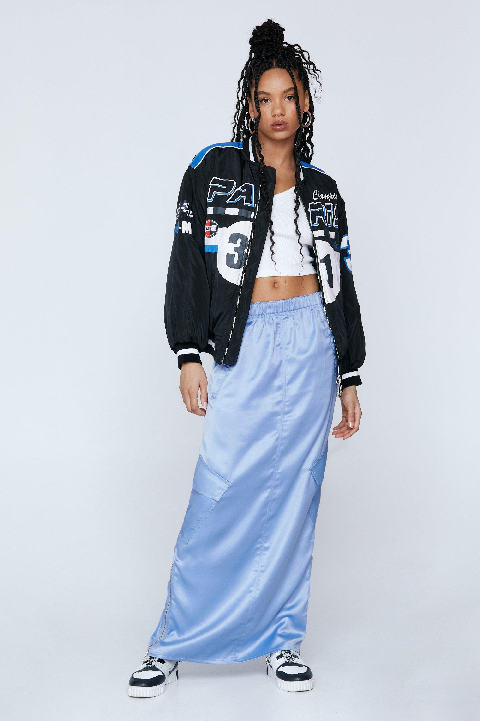 Satin Mid Rise Cargo Maxi Skirt | Nasty Gal