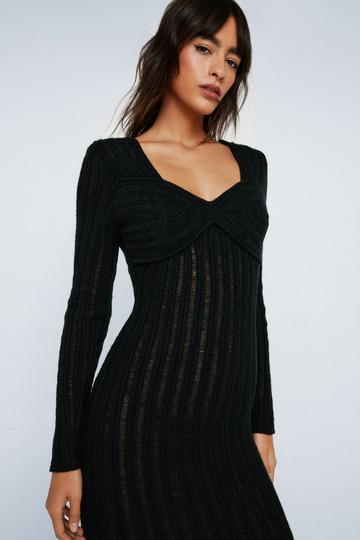 Ribbed Corset Knitted Midi Dress black