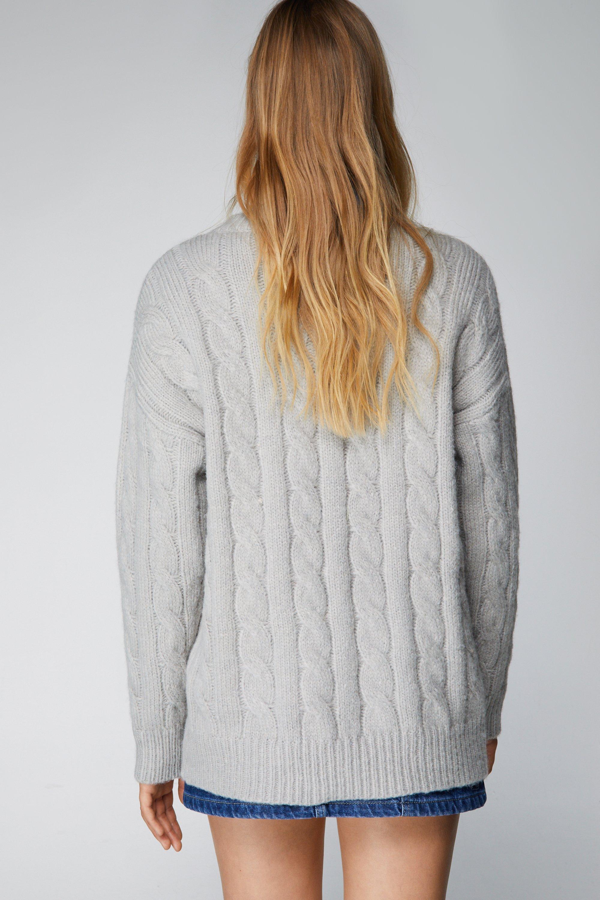 Cable Knit Oversized Longline Jumper Nasty Gal