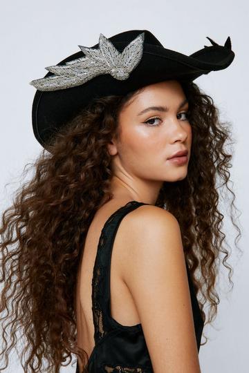 Black Sequin Embellished Cowboy Hat