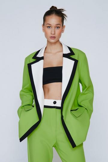 Green Tailored Colorblock Blazer