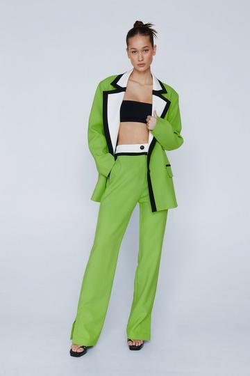 Green Tailored Color Block Pants