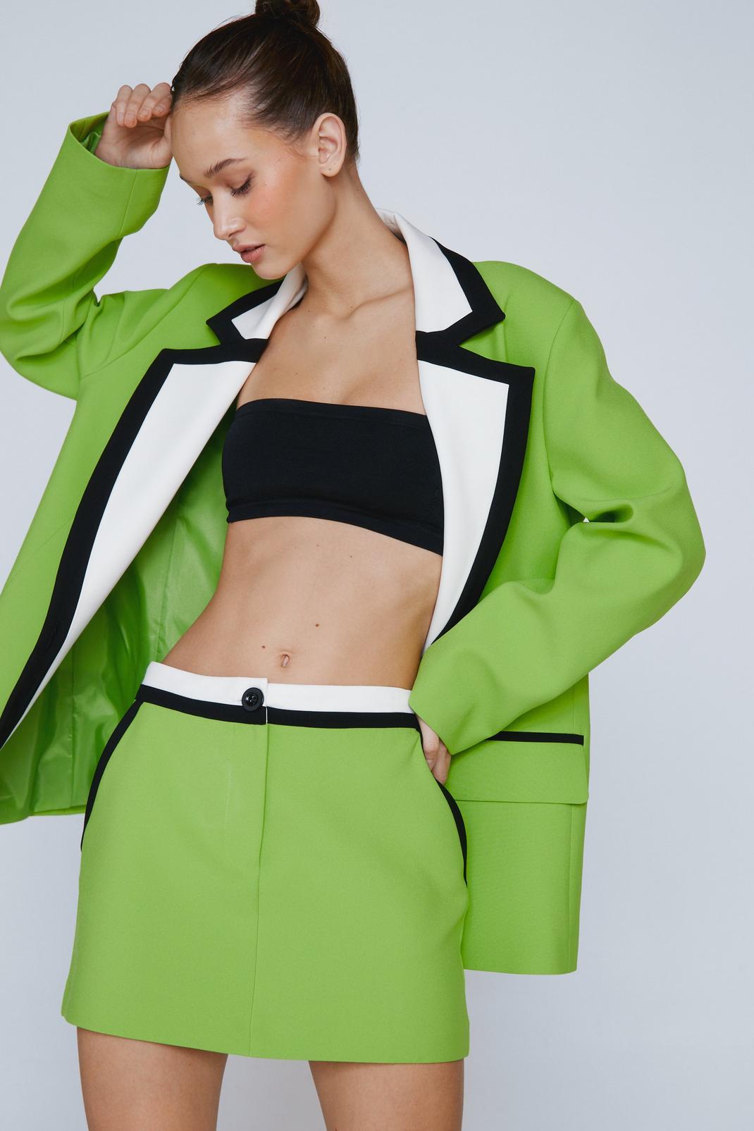 Green Tailored Color Block Mini Skirt image number 1