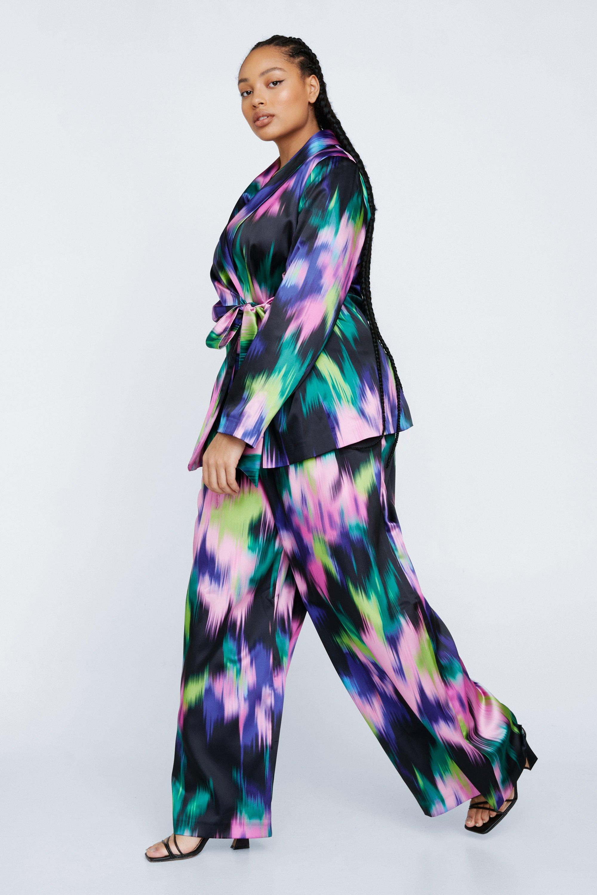 GEOMETRIC PRINT SATIN TROUSERS - Multicoloured