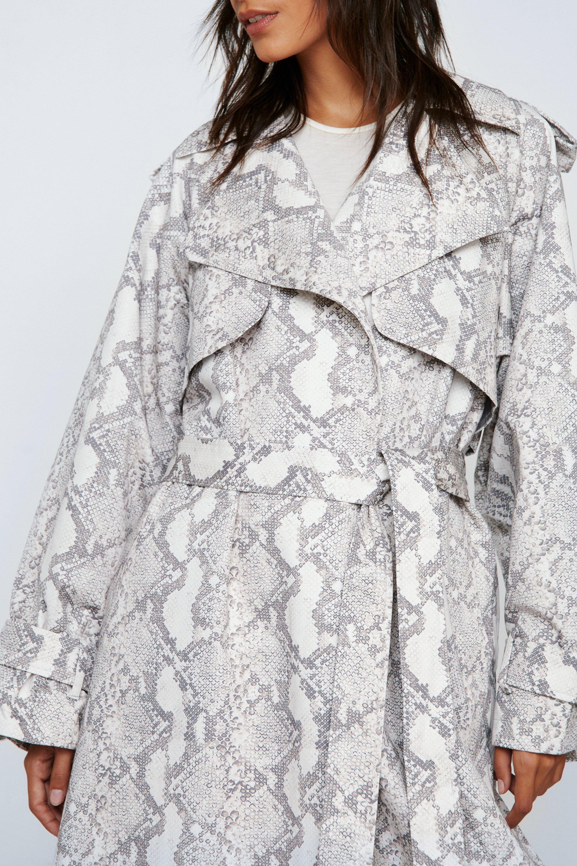 Snake print store trench