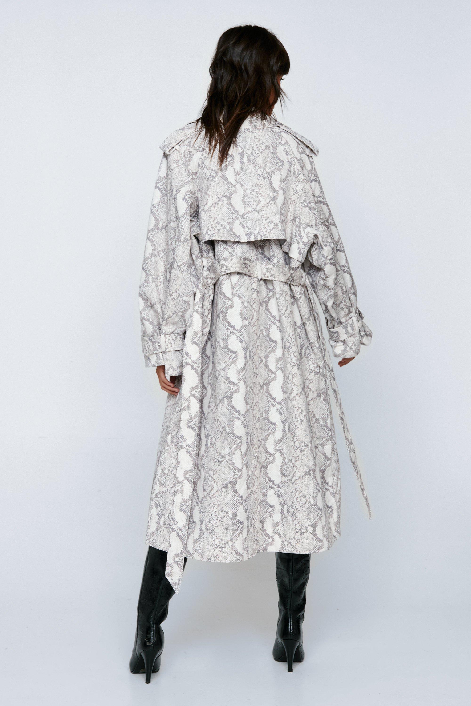 Premium Snake Print Trench Coat