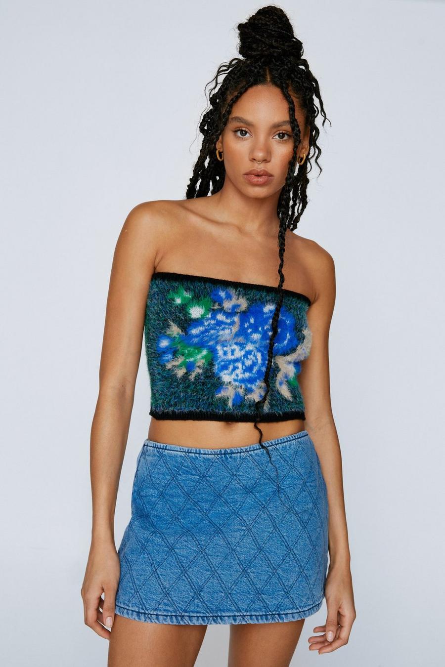 Floral Knitted Tube Top