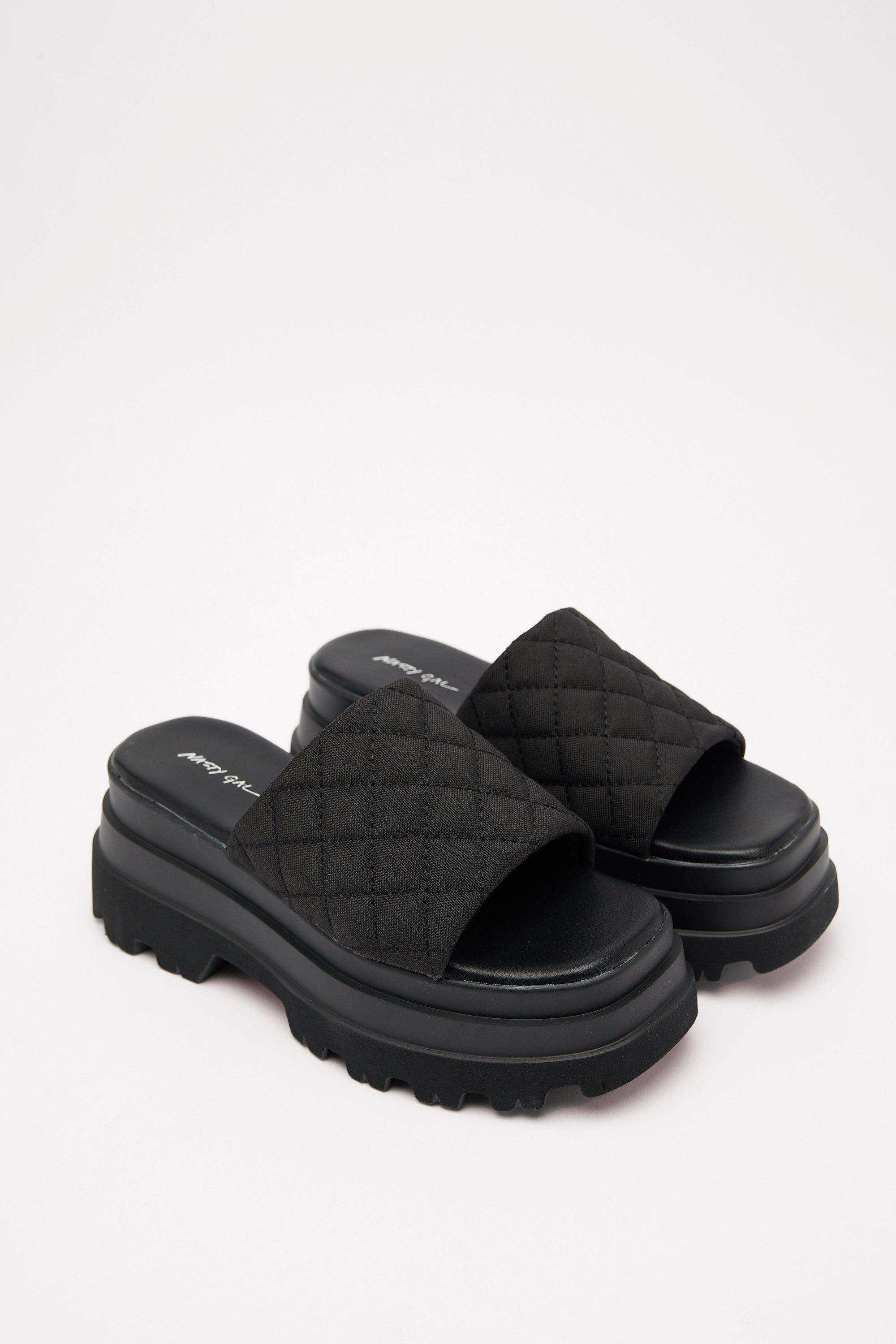 Faux Leather Platform Flip Flop Sandals