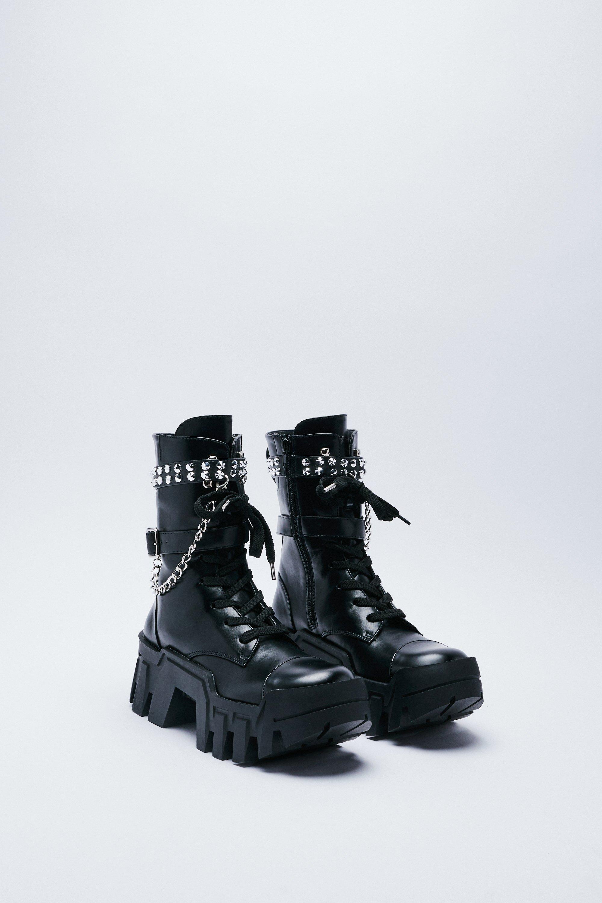 Micro studded leather clearance biker ankle boots