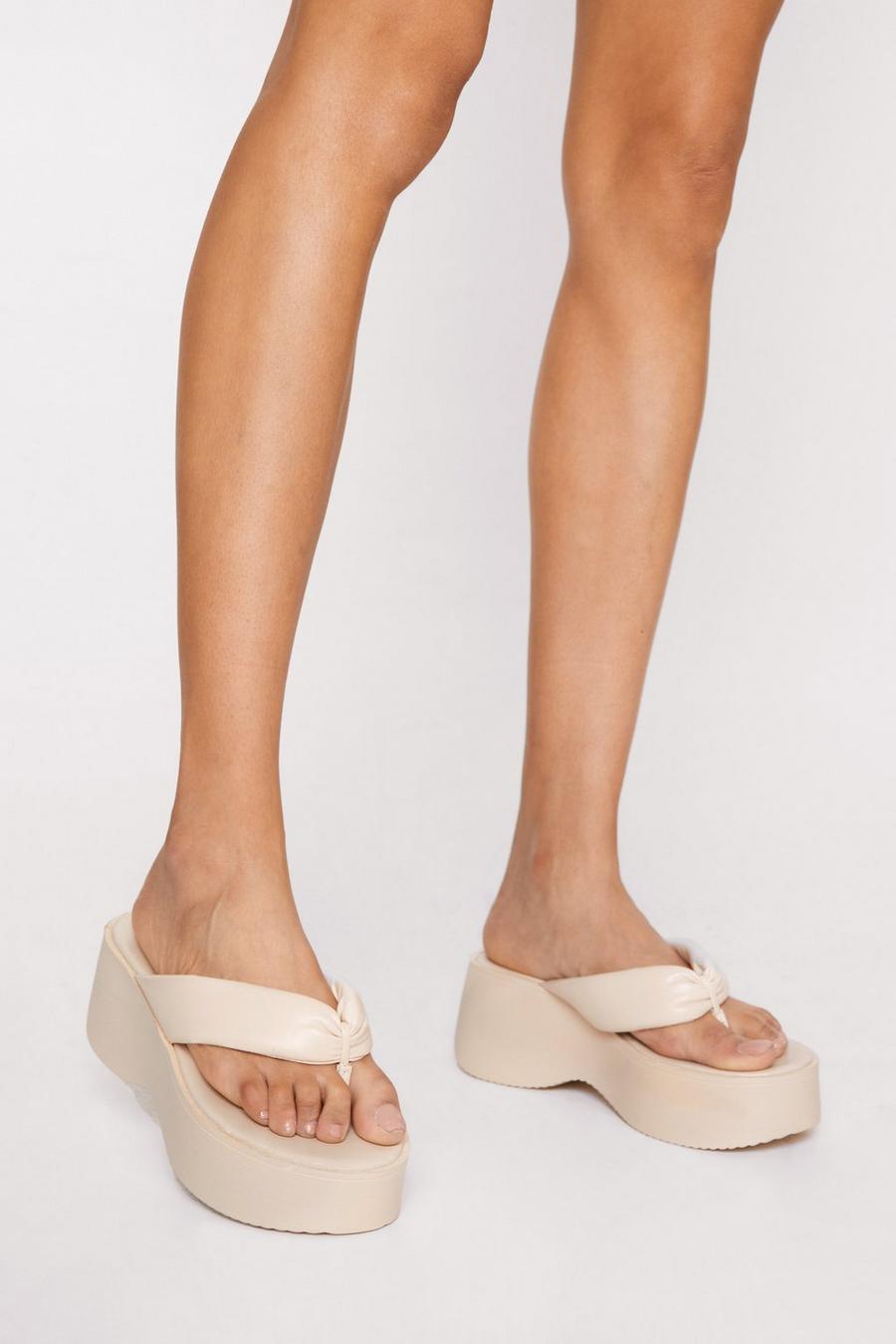 Faux Leather Toe Thong Sandals
