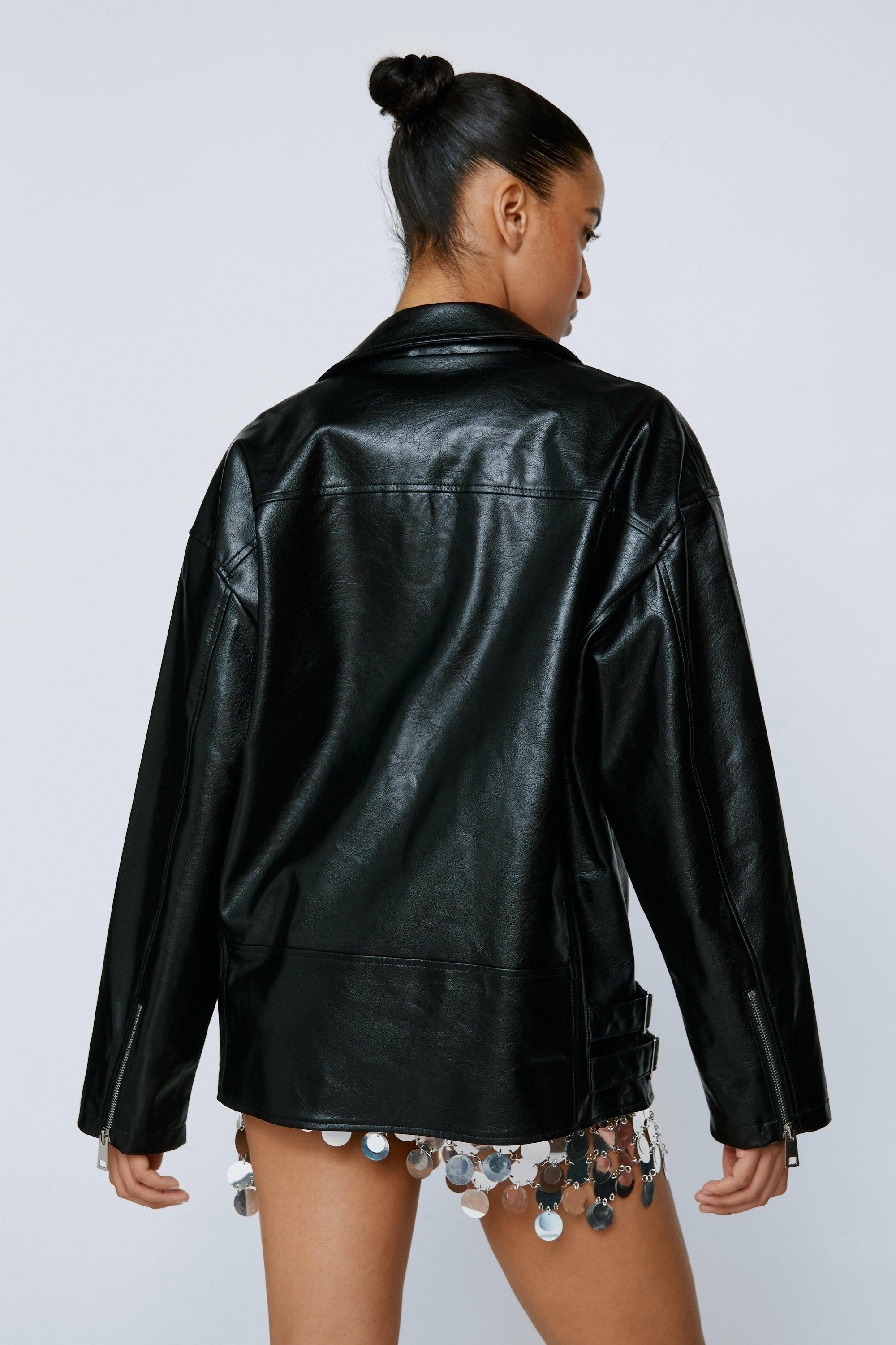 Faux Leather Oversized Biker Jacket | Nasty Gal