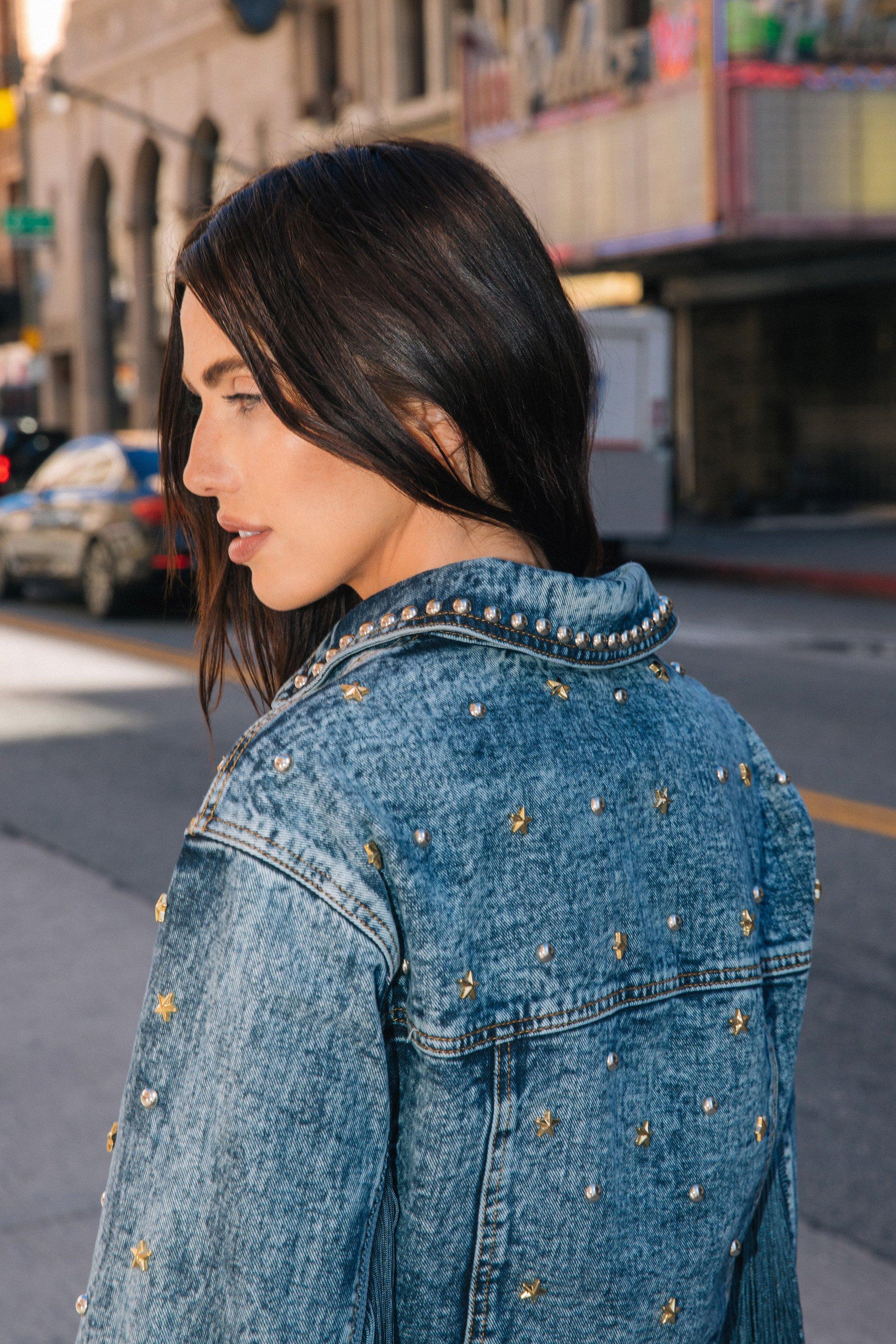 Leather Accent Denim Jacket - Ready to Wear