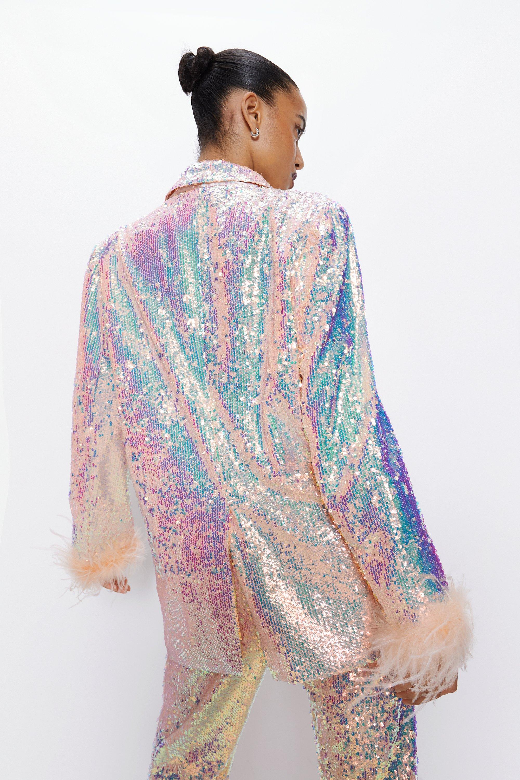 Iridescent sequin clearance jacket