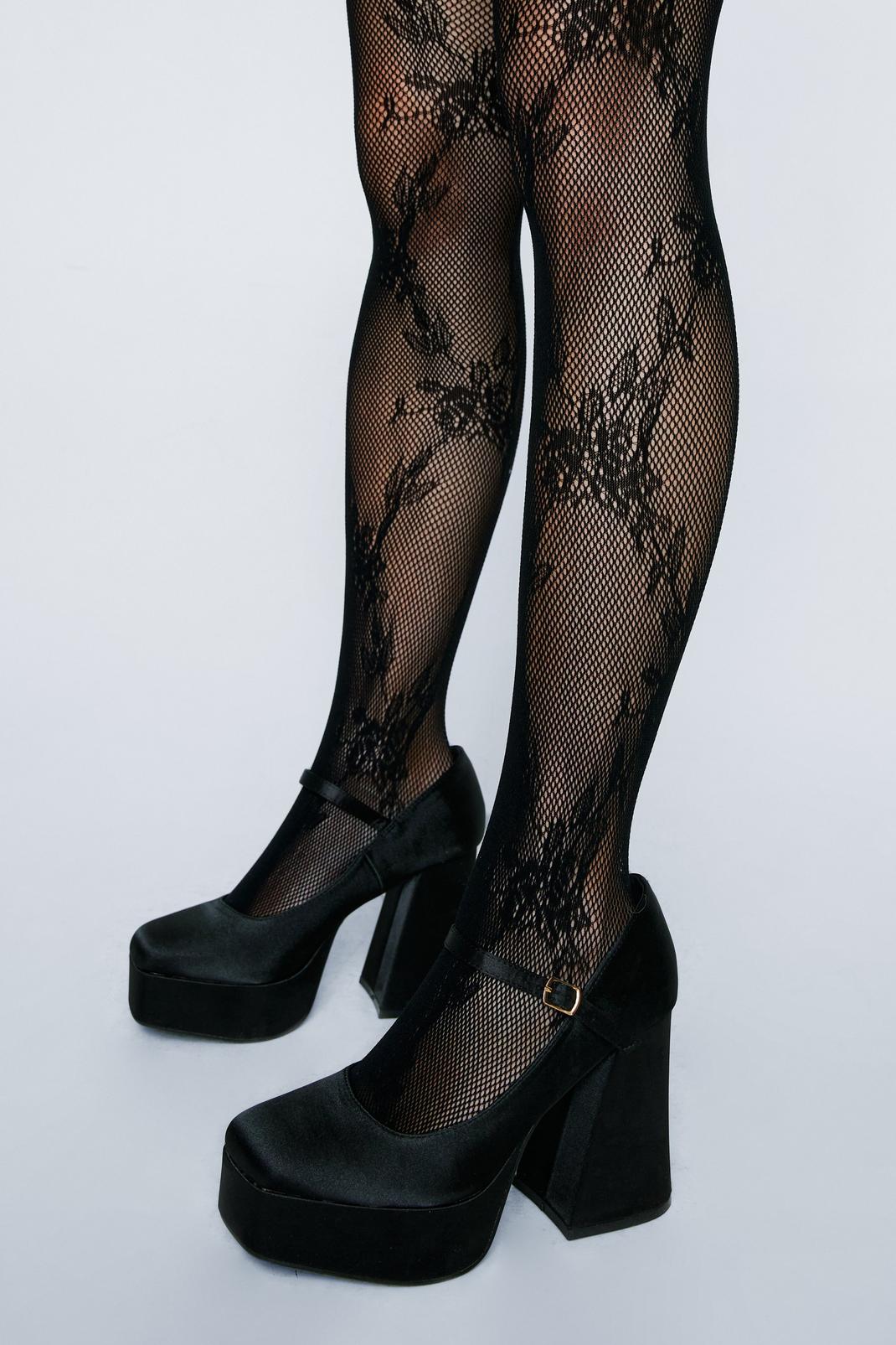 Lace Detail Fishnet Tights
