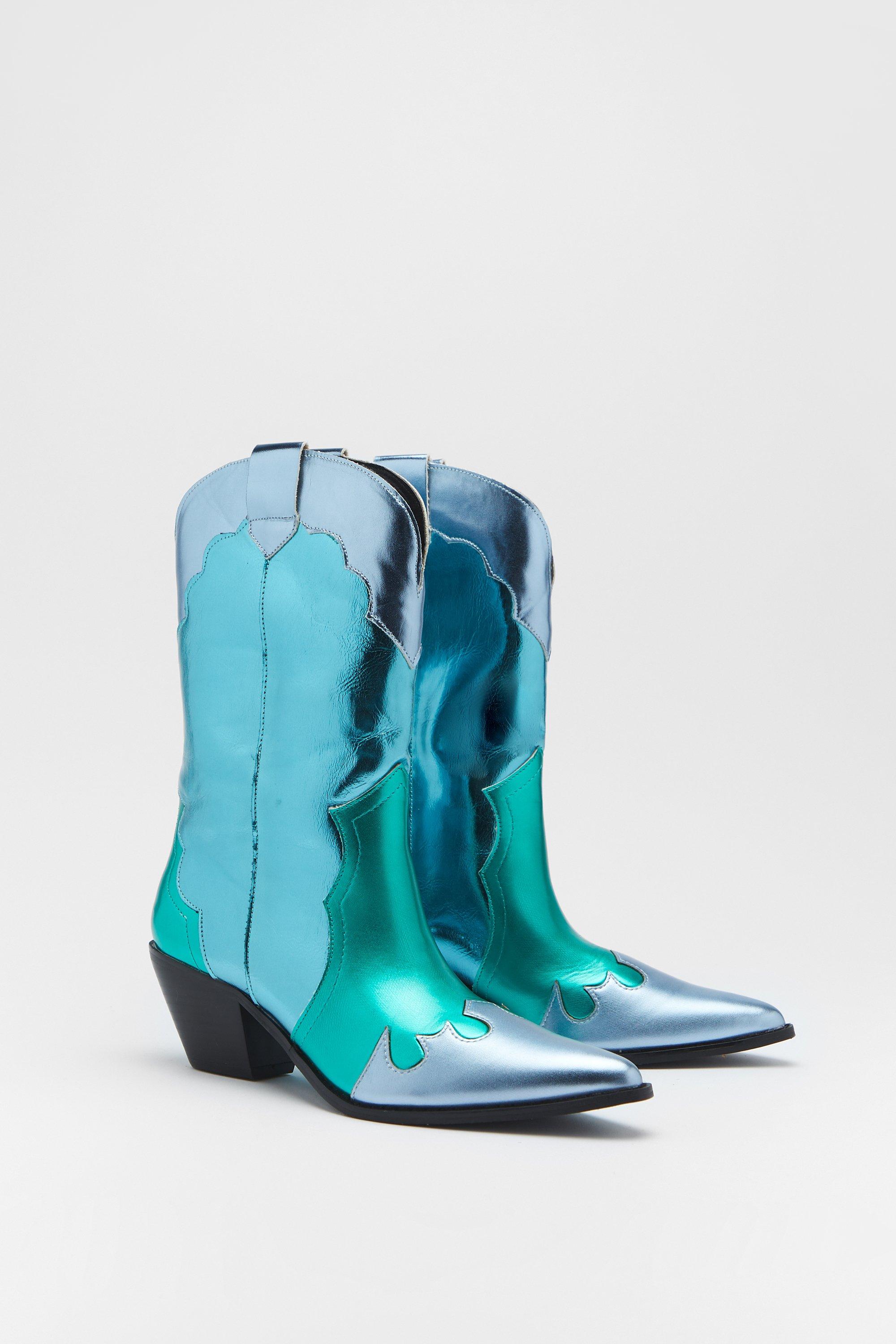 Metallic hot sale blue booties