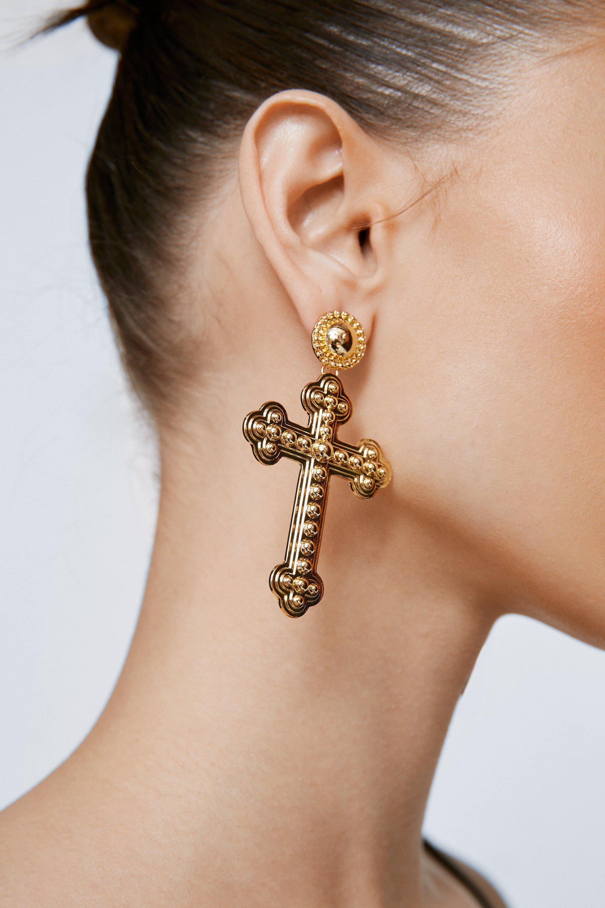 Cross deals pendant earring