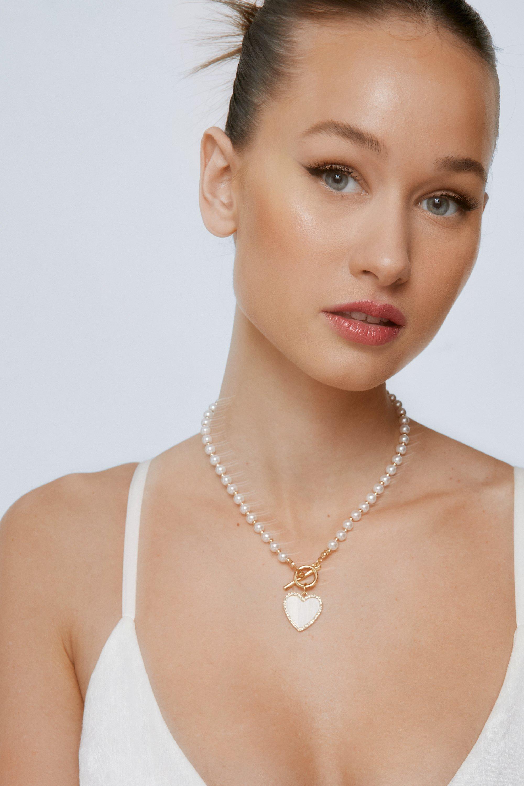 Pearl and clearance diamante necklace