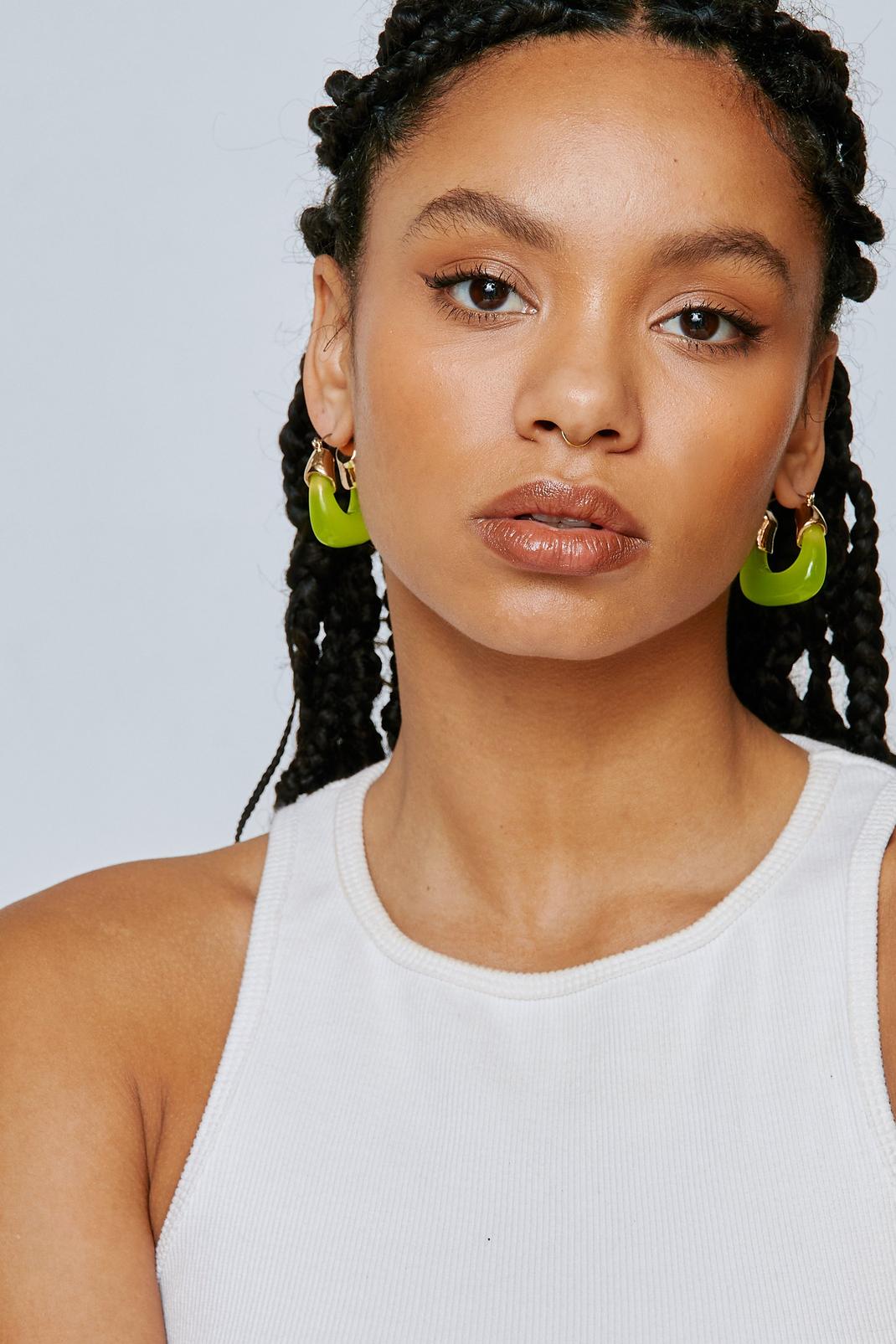 Lime Curved Hoop Earrings image number 1