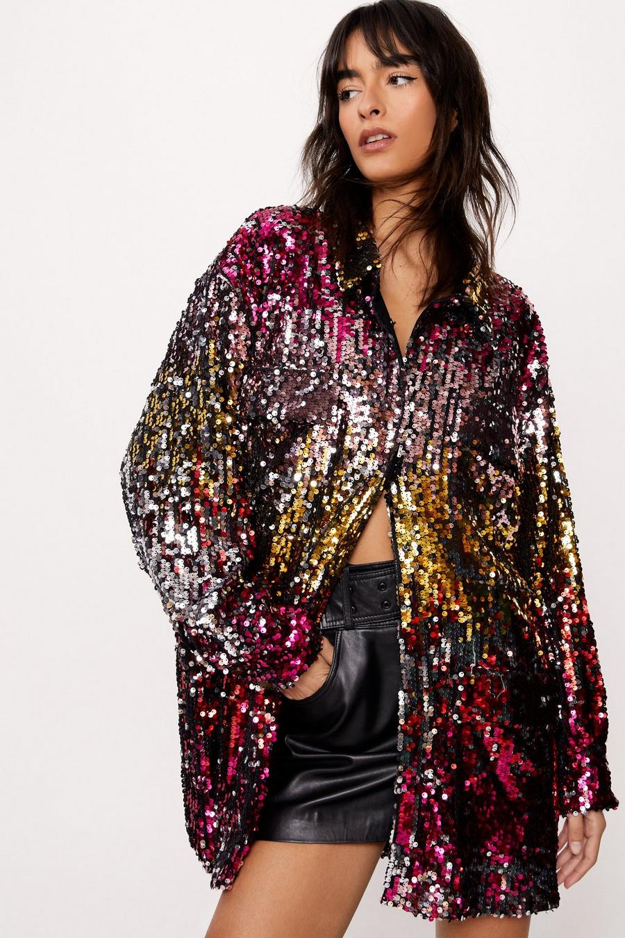 Ombre Sequin Oversized Shirt 