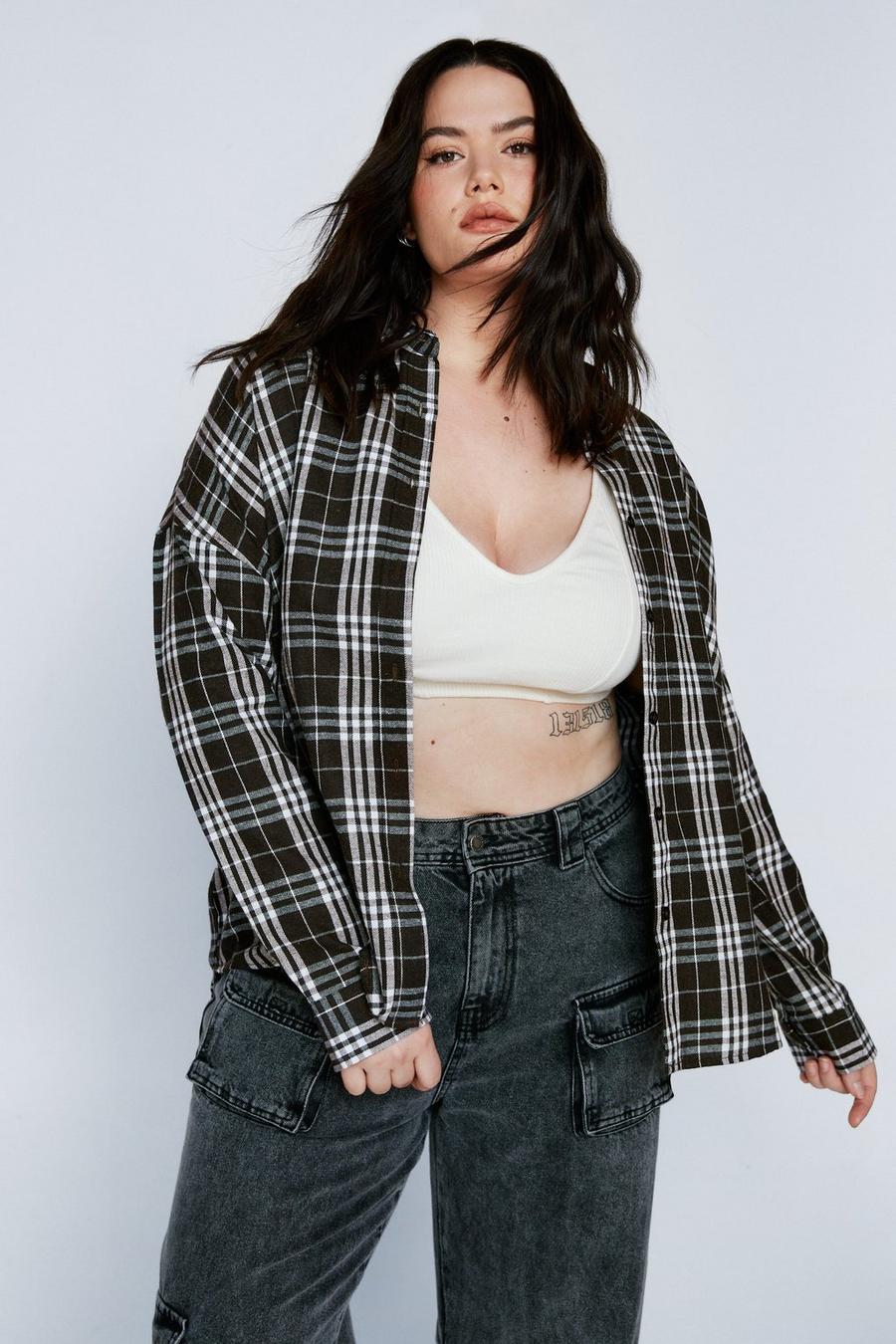Plus Size Check Relaxed Shirt