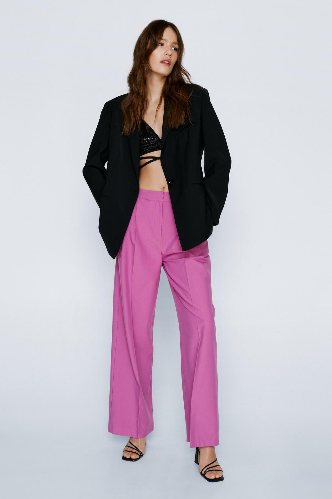 Pink Marled Tailored Pleat Front Pants image number 1