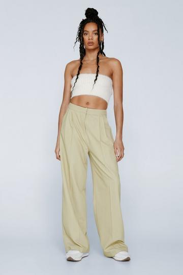 Marled Tailored Pleat Front Pants soft green