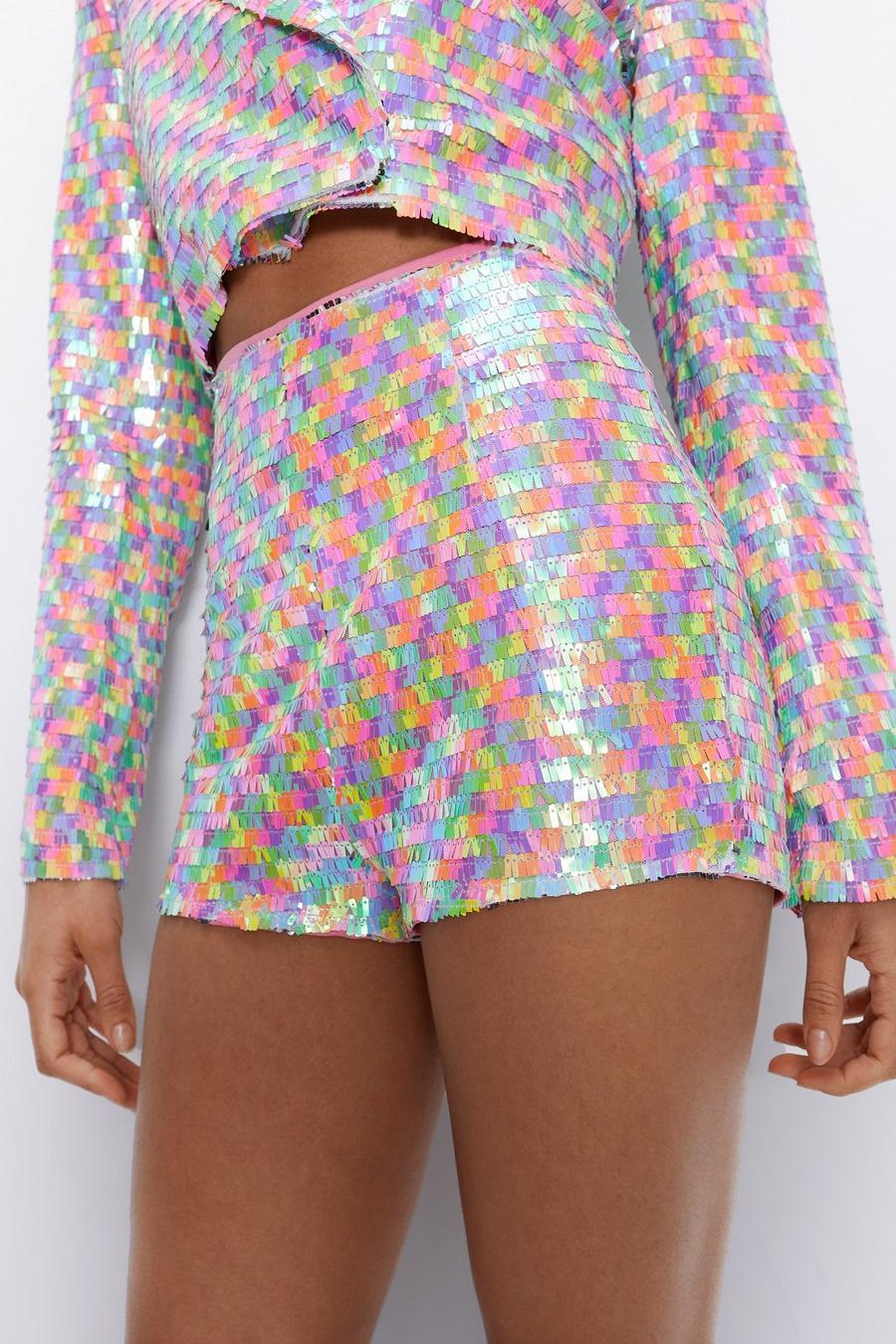 Multi Color Sequin Two Piece Shorts