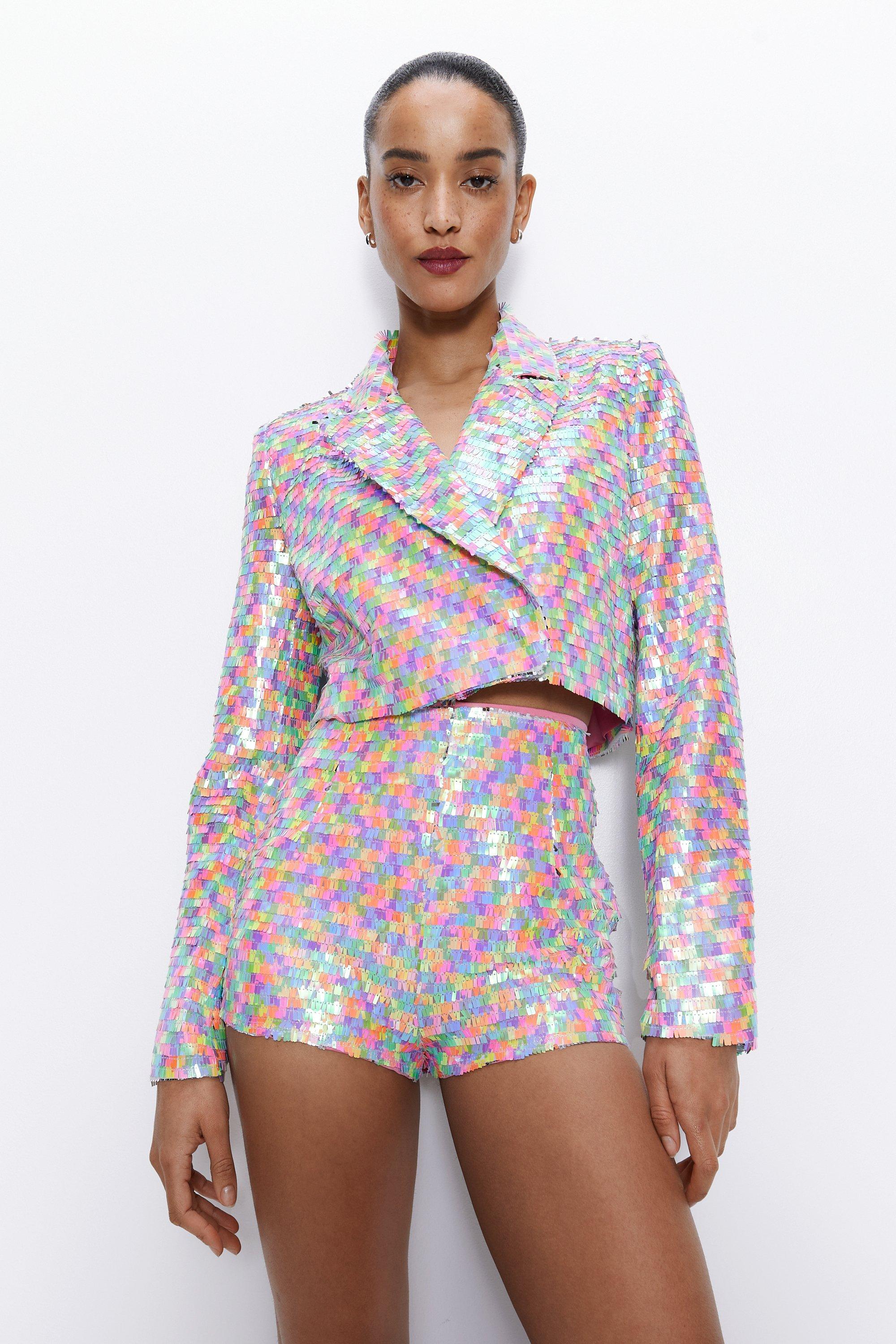 Multicolor sequin clearance blazer