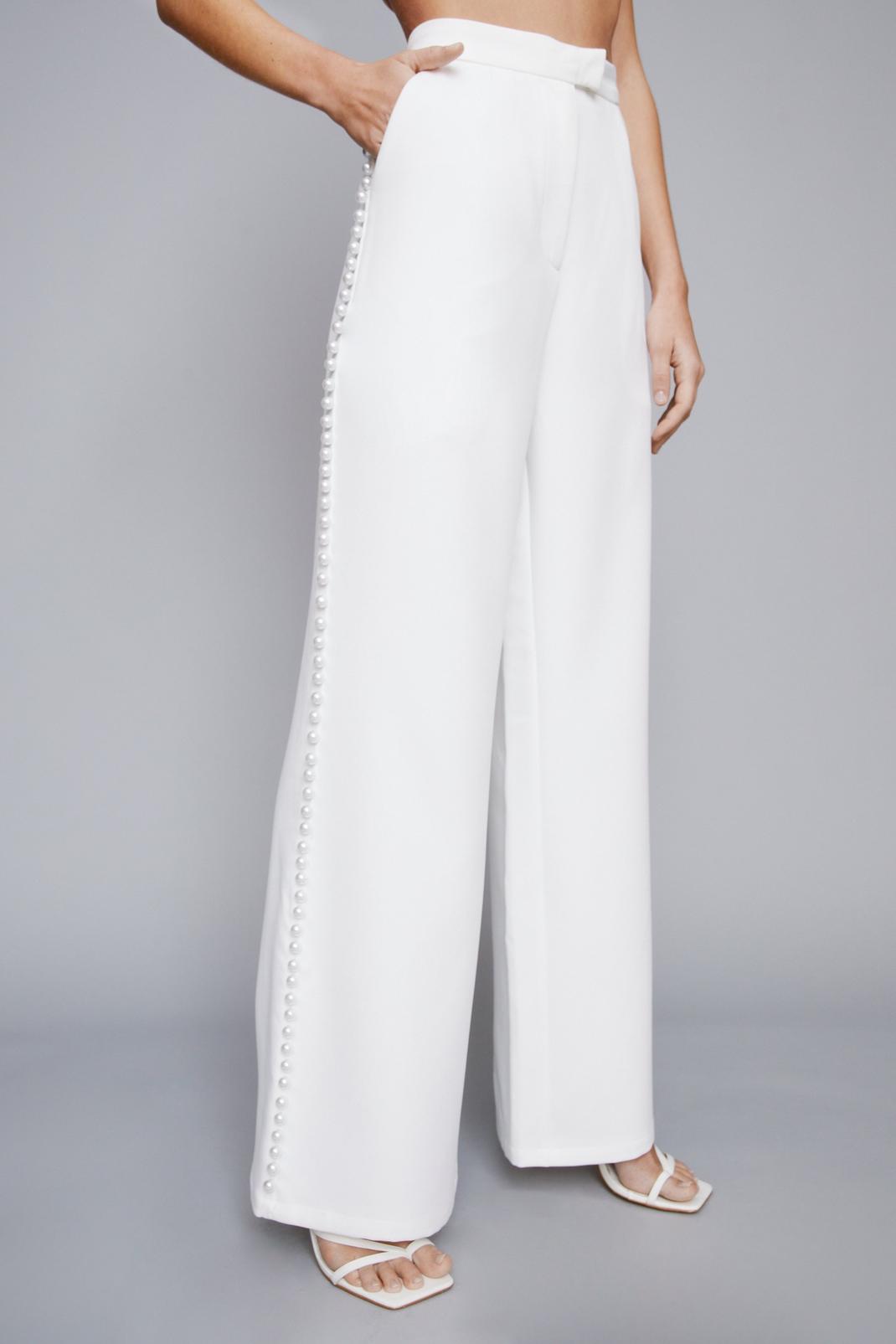 Ivory Premium Pearl Trim Tailored Trousers image number 1