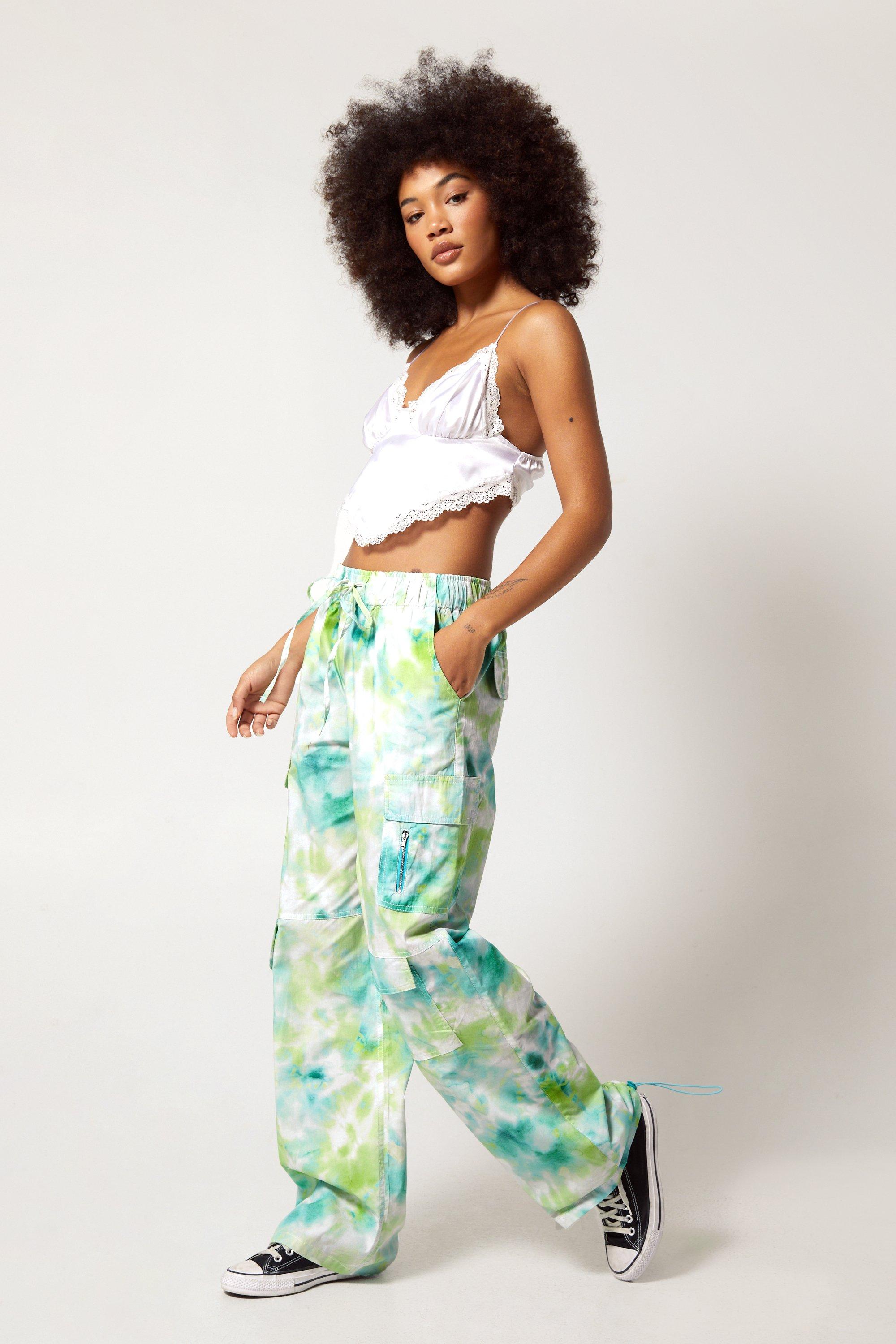 Pastel Tie-dye Loose Pants With Pockets