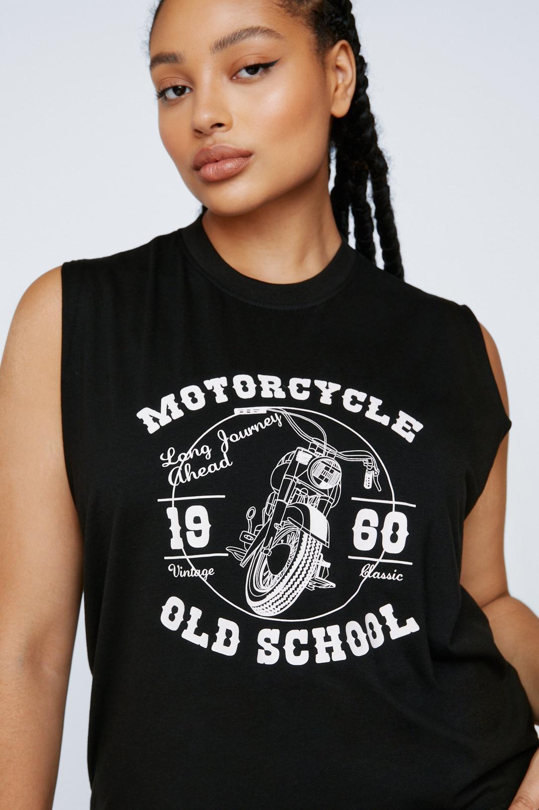 Black Plus Size Motocross Graphic Tank Top image number 1