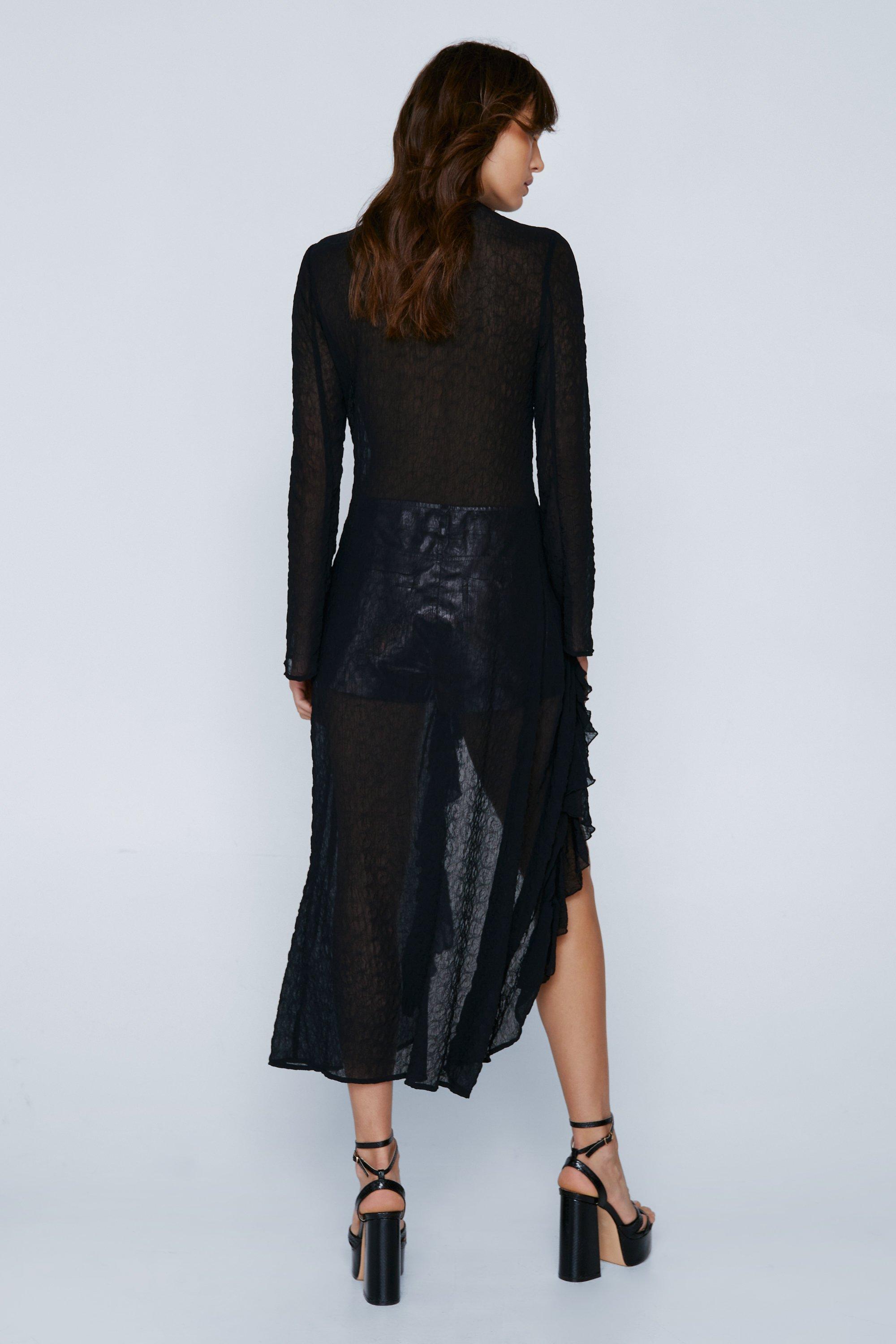 Crinkle Chiffon Ruffle Maxi Top
