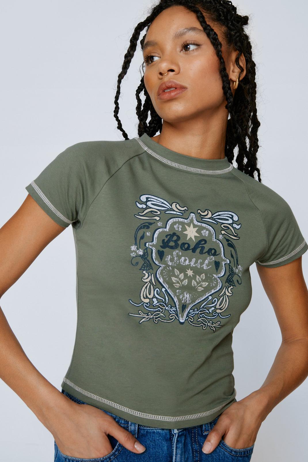 Green Boho Soul Printed Graphic T-Shirt image number 1