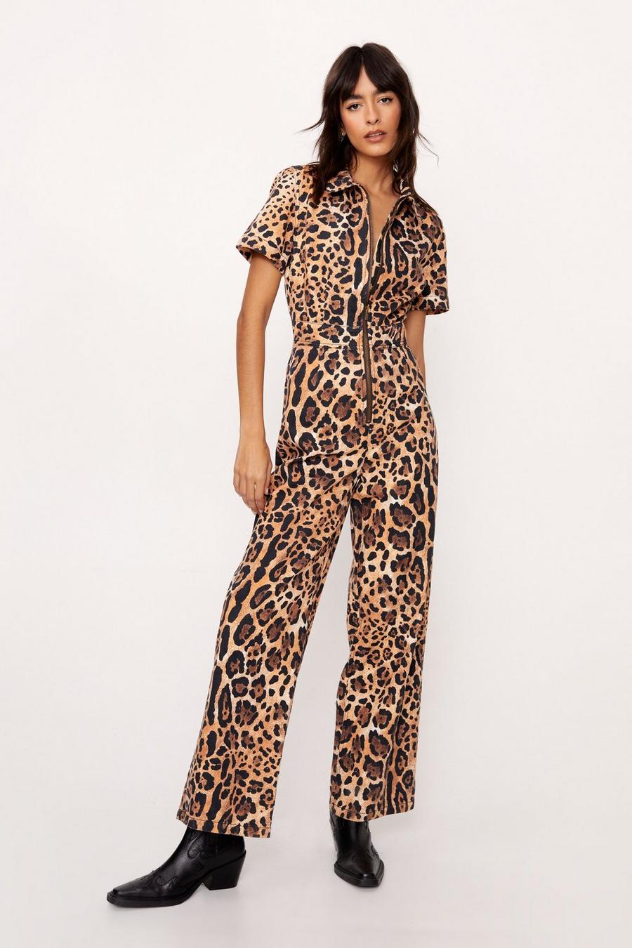 Combinaison léopard en jean