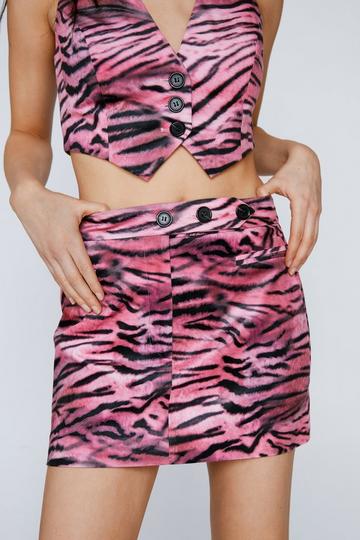 Premium Velvet Abstract Zebra Tailored Skirt pink