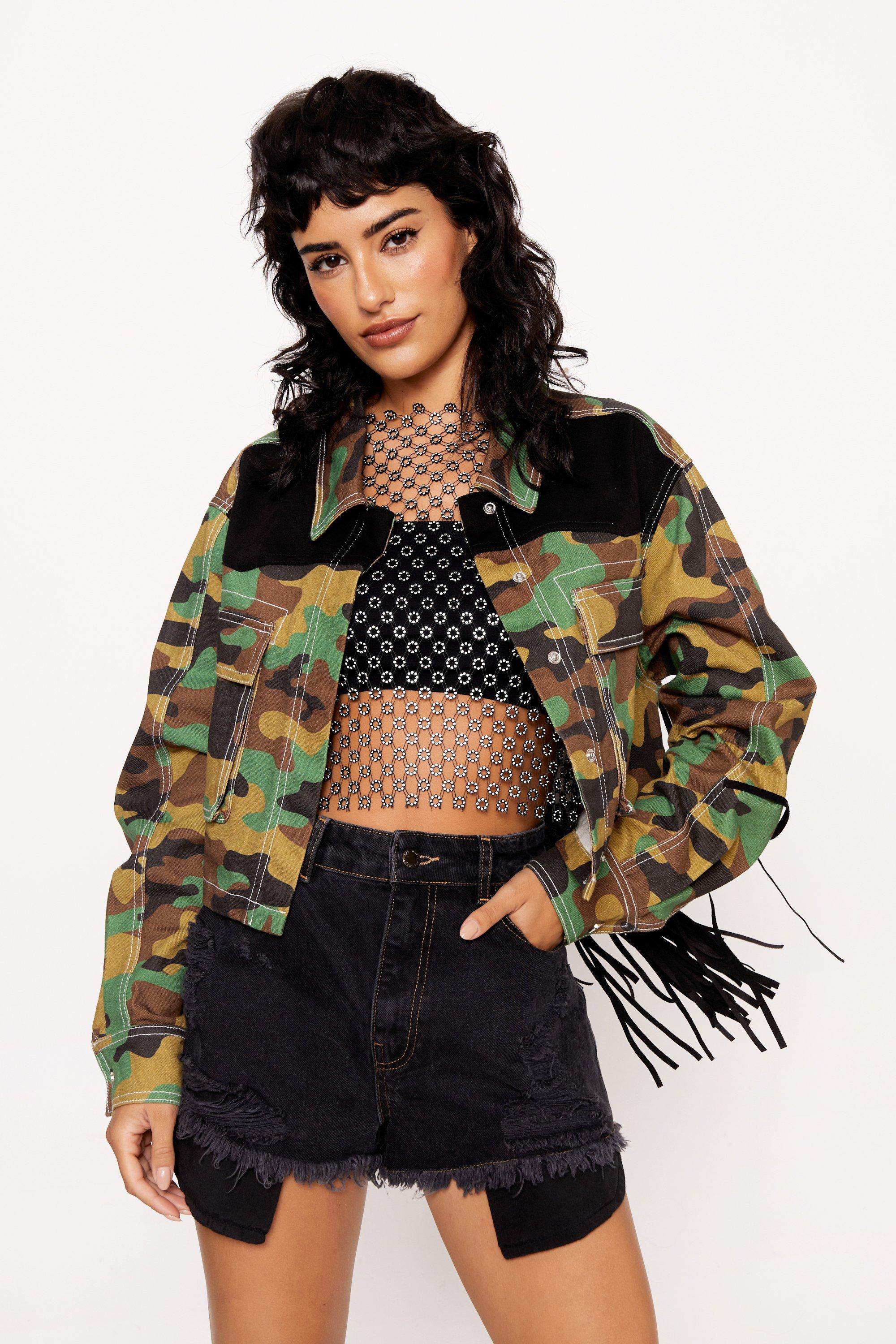 Camo hot sale fringe jacket