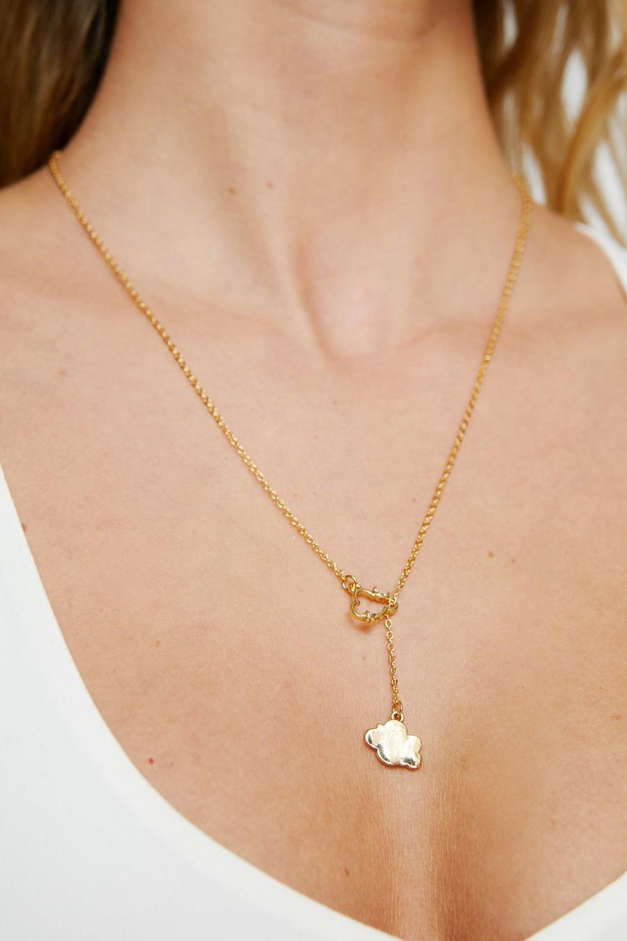 Gold Plated Embellished Cloud Drop Necklace
