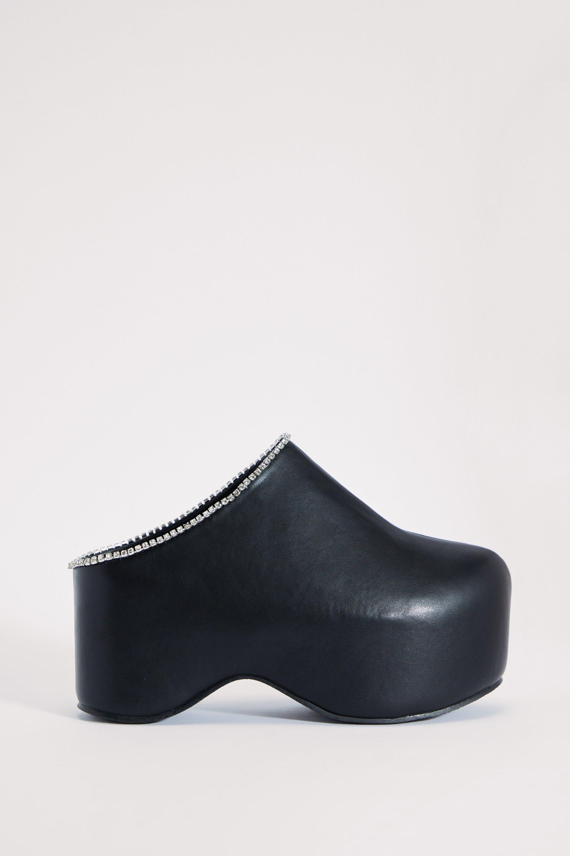 Leather platform clogs online