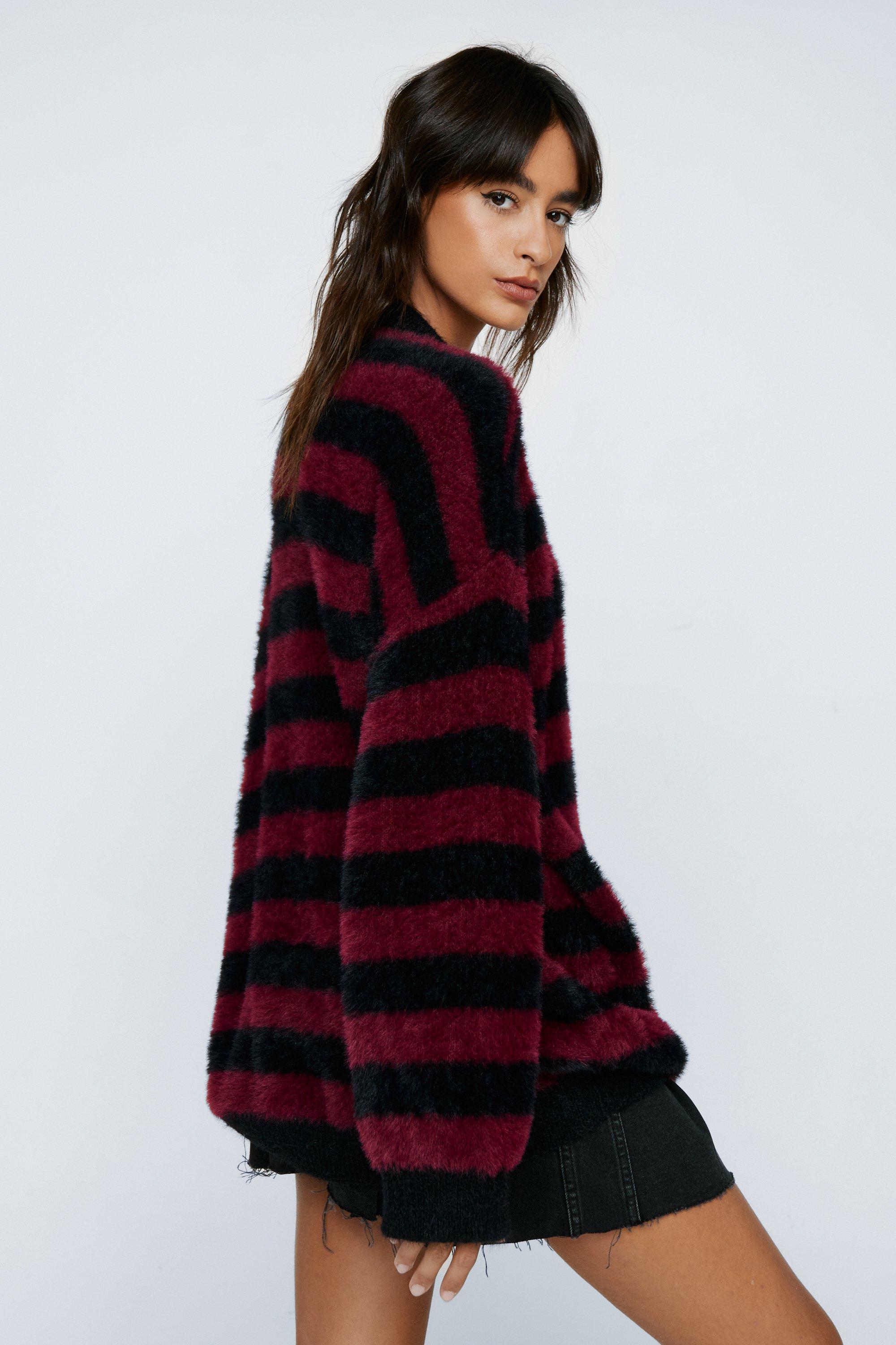 Oversized red and black hotsell striped sweater