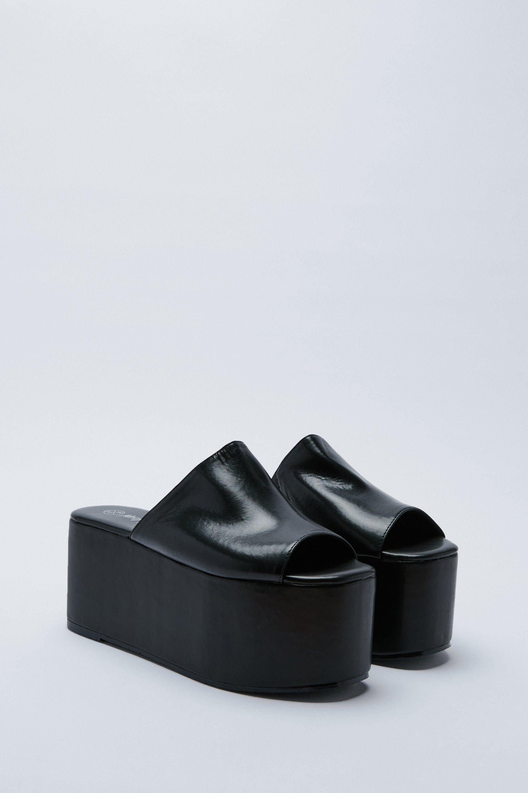 Faux Leather Platform Sandals Nasty Gal