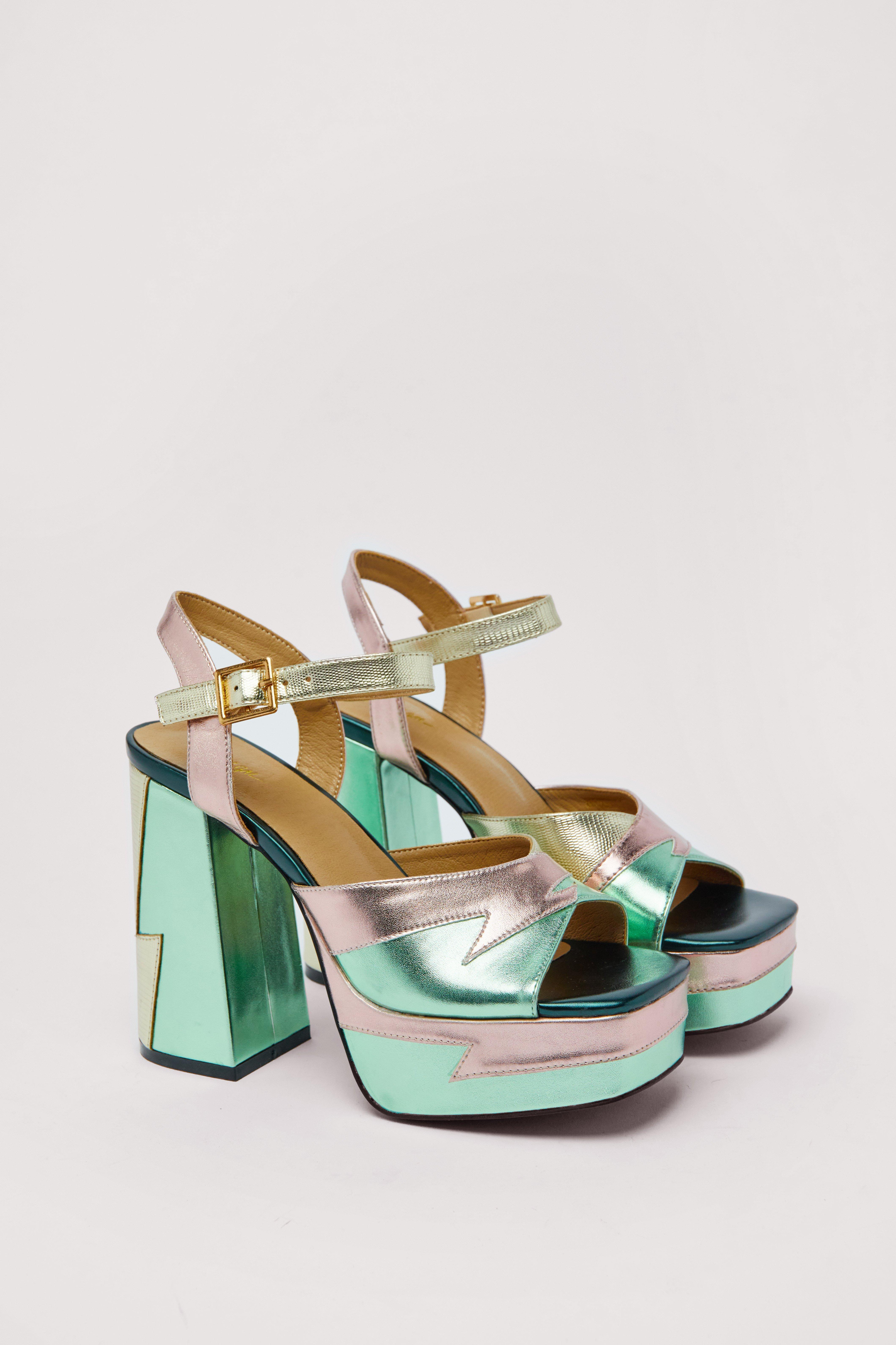 Multicolor sequin ankle hotsell strap chunky heeled sandals