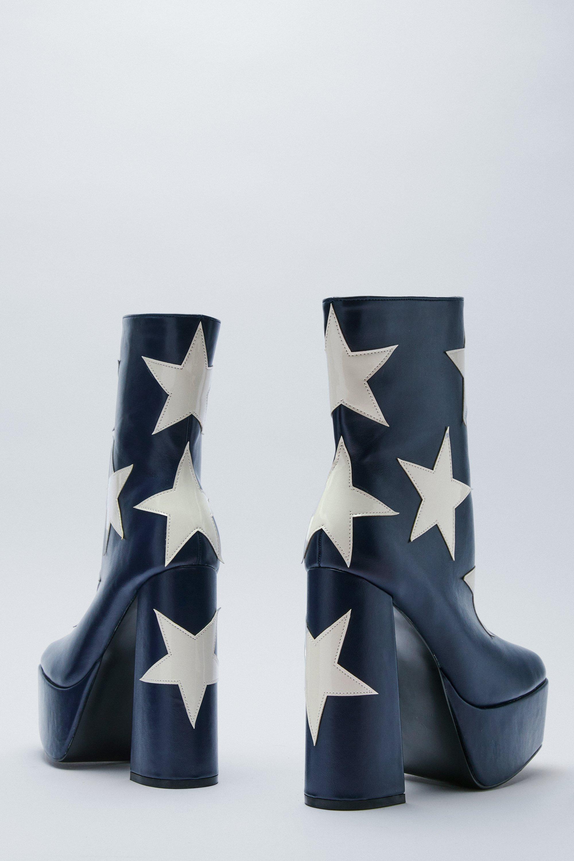 Navy store platform boots